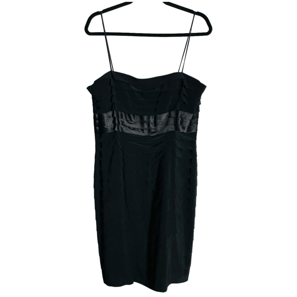Anne Klein Cocktail‎ Dress Womens 14 Black Shutter Pleats Elegant Evening Classy